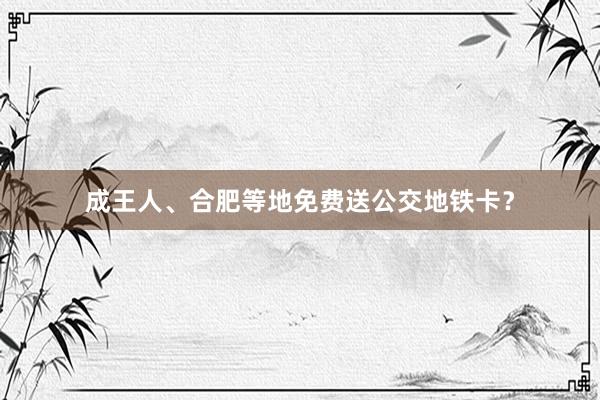 成王人、合肥等地免费送公交地铁卡?