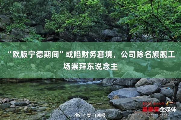“欧版宁德期间”或陷财务窘境，公司除名旗舰工场崇拜东说念主
